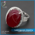 Fashion alibaba silver ring with red jade